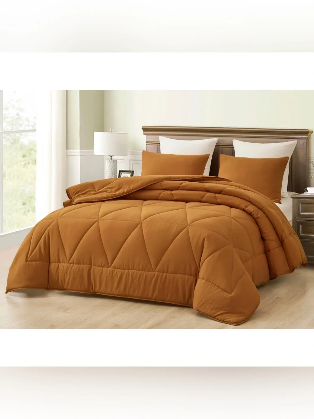 Solid Caramel Comforter Set - Cozy Microfiber Bedding